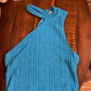 Zara asymmetrical women’s size medium turquoise blue crop top
